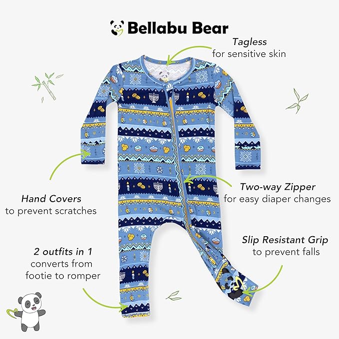 Bellabu Bear Convertible Footies for Baby Boys & Baby Girls, Family Matching Pajamas, Rayon from Bamboo