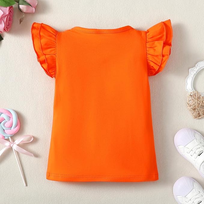 12M-14Y Toddler Baby Girls T Shirt Solid Color Blouse Ruffle Top Cotton Casual Tees Plain Shirt