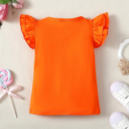 12M-14Y Toddler Baby Girls T Shirt Solid Color Blouse Ruffle Top Cotton Casual Tees Plain Shirt