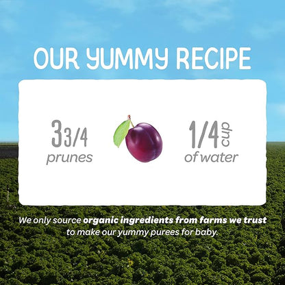 Happy Baby Organics Clearly Crafted Stage 1 Baby Food Pouches, Prunes, 3.5 Ounce Pouch (Pack of 16)