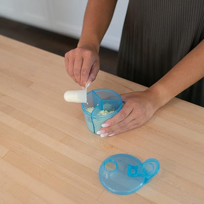 Dr. Brown's Travel Formula Dispenser with Lid, BPA Free - Blue - Holds 27oz | with Snap-On Lid