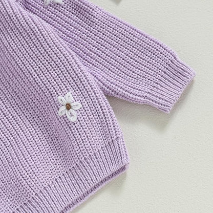 Mubineo Baby Girl Winter Clothes Cute Flower Sweater Crewneck Pullover Long Sleeve Knit Newborn Infant Sweaters