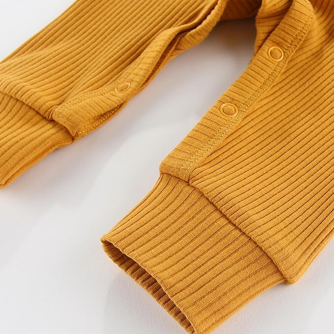 Baby Boy Girl Romper 2 Pack Long Sleeve Button Jumpsuit Cotton Unisex Infant Baby Clothes for 0-24 Months