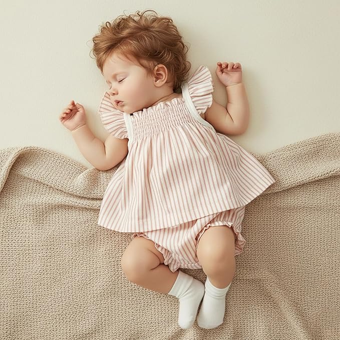 Mubineo Baby Girl Summer Clothes Cute Ruffle Tops Dress Shorts Outfits Set Infant Toddler Shrit Bloomers Princess Outfit