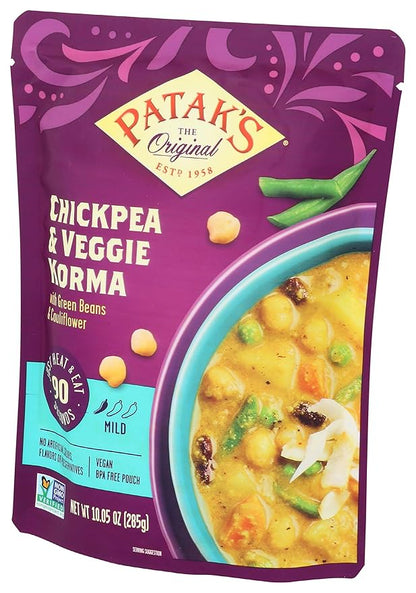 Patak's Chickpeas and Veggie Korma Ready To Heat Curry, 10.05 Fl Oz