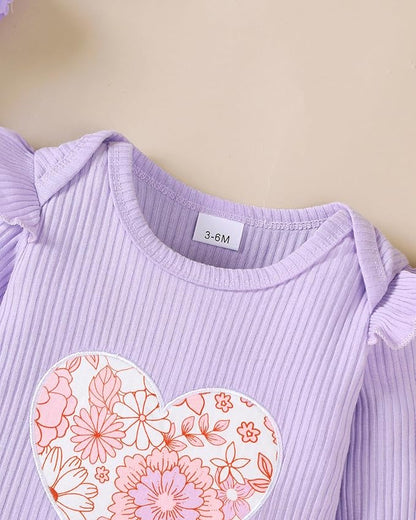 Jecson Newborn Baby Girl Clothes: Soft Cotton Infant Outfits Ruffles Sleeve Romper & Pants Set Cute Fall Home Outing 0-18M