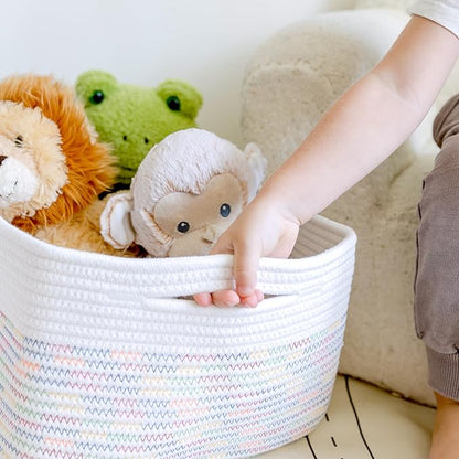 NaturalCozy Storage Baskets 16.8”x13”x7.6” Cotton Rope Woven Baskets for Organizing 3-Pack | Toy Storage Bins | Basket for Shelves, Laundry, Blanket, Clothes, Closet, Kitchen, Bathroom, Gifts