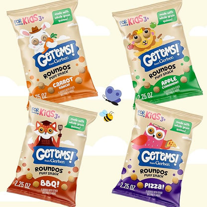 Get'ems! from Gerber, Snacks for Kids, BBQ Roundos, Made with Whole Grain Quinoa, Calcium to Support Strong Bones - 5 pack