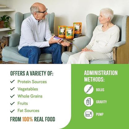 Real Food Blends Variety Pack - Pureed Food Meals for Tube Feeding with Protein, Vegetables & Fruits - 320–340 Calories Per Pouch for Lunch & Dinner - 9.4 oz (Pack of 12)