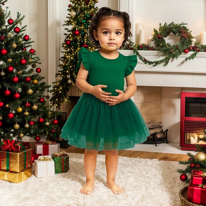 Baby Girl Clothes Infant Ruffle Sleeve Romper Dress Newborn Solid Tutu Skirt Sets Jumpsuit Headband Outfit