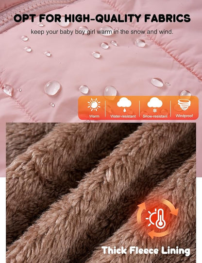 COZYPOIN Toddler Baby Boys Girls Winter Fleece Jackets Cute Bear Hooded Coats Little Kids Warm Windproof Outerwear for 1-6T