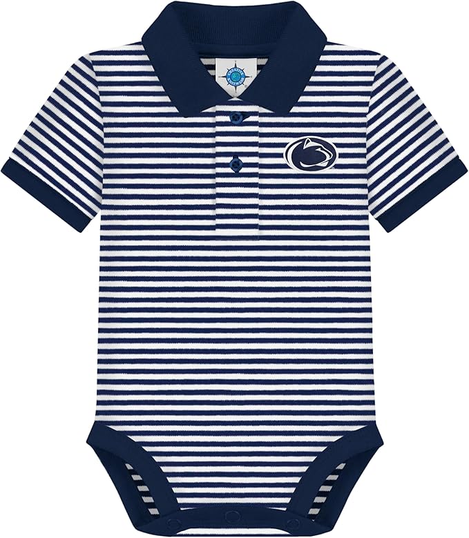 Creative Knitwear College Baby Striped Polo Bodysuit - Team Logo, Multiple Colors, for Boys & Girls (0-12 Months)