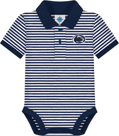 Creative Knitwear College Baby Striped Polo Bodysuit - Team Logo, Multiple Colors, for Boys & Girls (0-12 Months)