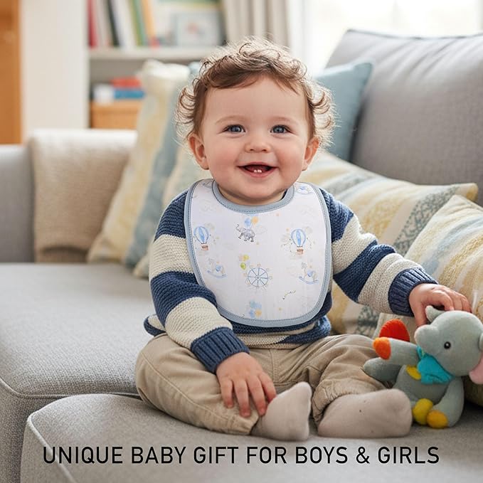 10 Pack Cotton Snap Bibs for Baby Boy Girl, Super Soft Drool Bibs for Teething and Feeding