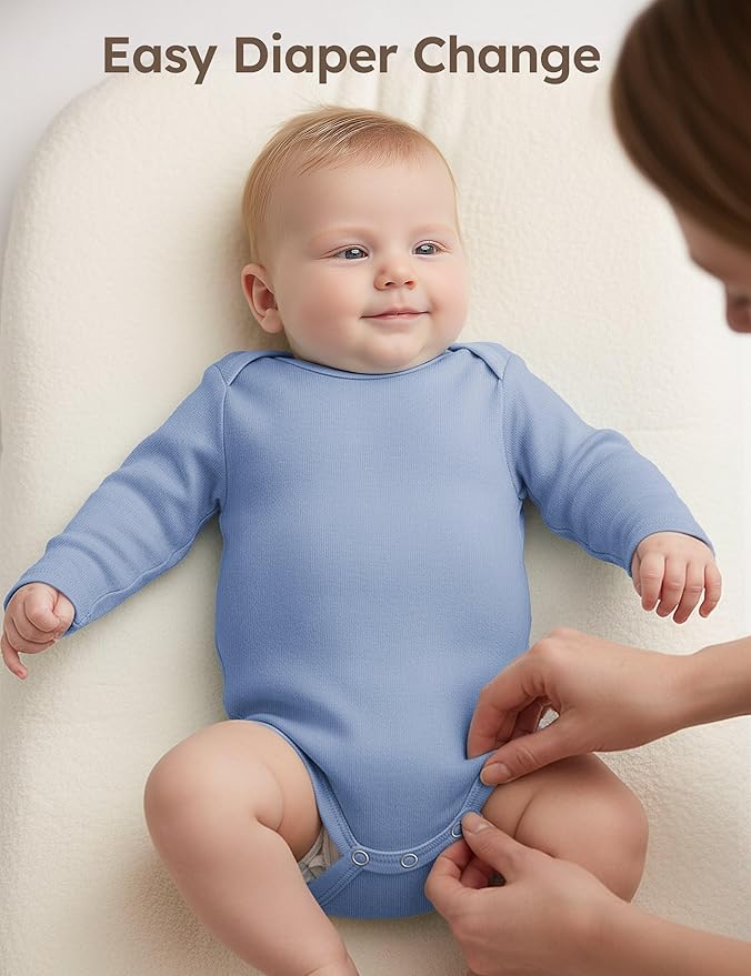 Yoofoss Baby Bodysuits 100% Organic Cotton Baby Onesie Long Sleeve Baby Boys Girls Clothes Soft Newborn Infant Romper, 3 Pack