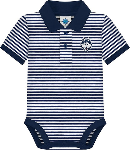 Creative Knitwear College Baby Striped Polo Bodysuit - Team Logo, Multiple Colors, for Boys & Girls (0-12 Months)