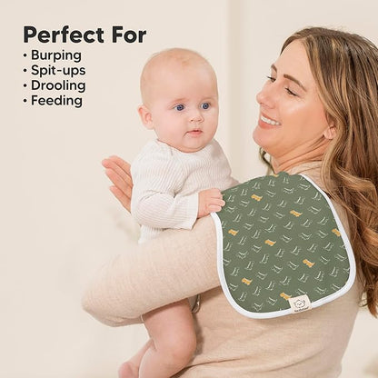 Organic Burp Cloths Baby Boy & Girl - 5-Pack Super Absorbent Cotton Burping Cloths for Babies, Soft & Plush Newborn Spit Up Rags, Infant Towels for Milk Spit Up, Unisex, Large 21" x 10" (Mesozoic)