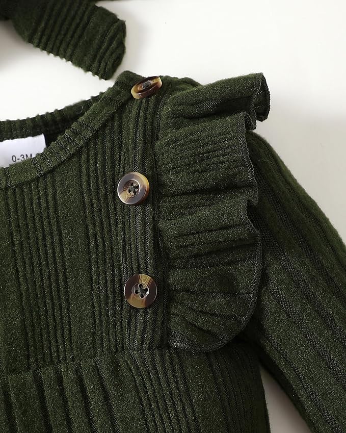 Infant Baby Girl Clothes Newborn Girl Romper Fall Winter Outfit Ruffle Long Sleeve Jumpsuit Romper Cute Baby Girl Outfit