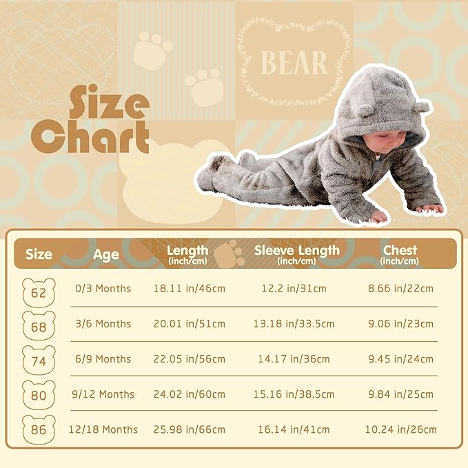 Jimonda Baby Tie Dye Snowsuit Winter Fleece Jumpsuit 0-18 Months, 100% Polyester Hooded Romper with Bear Ears for Infant