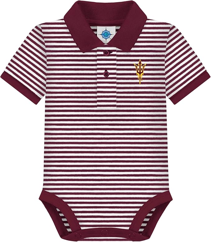 Creative Knitwear College Baby Striped Polo Bodysuit - Team Logo, Multiple Colors, for Boys & Girls (0-12 Months)