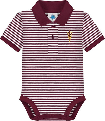 Creative Knitwear College Baby Striped Polo Bodysuit - Team Logo, Multiple Colors, for Boys & Girls (0-12 Months)