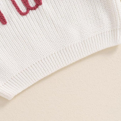 Mommy and Me Sweater Matching Family Outfit Long Sleeve Knit Sweater Pullover Mom and Baby Clothes