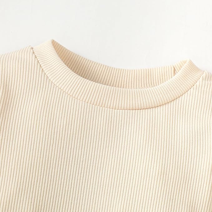 OPAWO Long Sleeve Onsies for Baby Girls' Bodysuits Newborn 3 Pack Infant Ribbed Fall Baby Girl Romper Undershirt