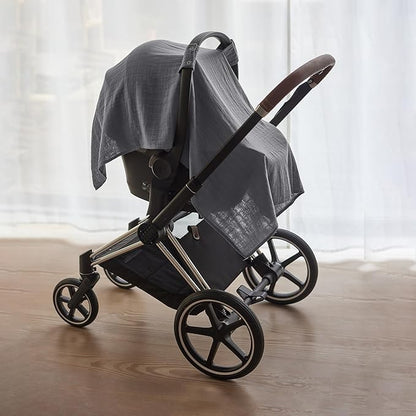 Car Seat Cover Baby - Organic Cotton - Carseat Covers Baby - Carseat Cover - Car Seat Canopy - Carseat Canopy - 100% Muslin Cotton, 43" x 32" (Soft Grey)