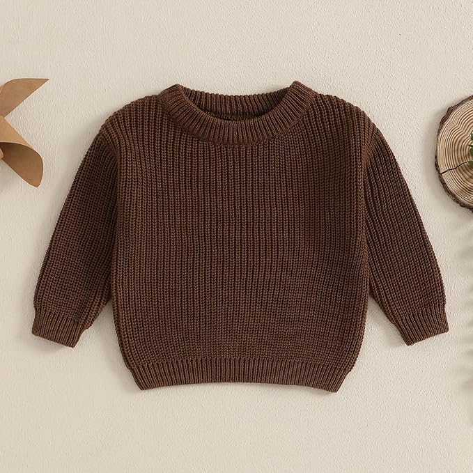 Newborn Baby Boy Girl Knit Sweater Long Sleeve Solid Winter Warm Sweatshirt Top Outfit Infant Toddler Fall Clothes