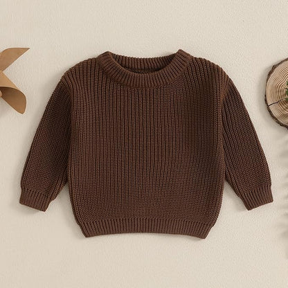 Newborn Baby Boy Girl Knit Sweater Long Sleeve Solid Winter Warm Sweatshirt Top Outfit Infant Toddler Fall Clothes
