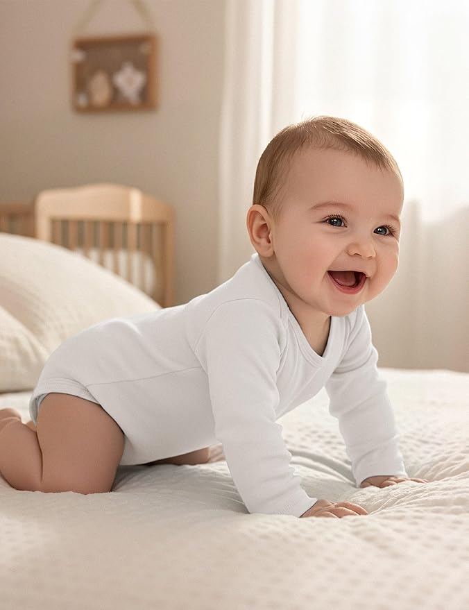 Yoofoss Baby Bodysuits 100% Organic Cotton Baby Onesie Long Sleeve Baby Boys Girls Clothes Soft Newborn Infant Romper, 3 Pack