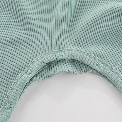 Baby Boy Girl Romper 2 Pack Long Sleeve Button Jumpsuit Cotton Unisex Infant Baby Clothes for 0-24 Months