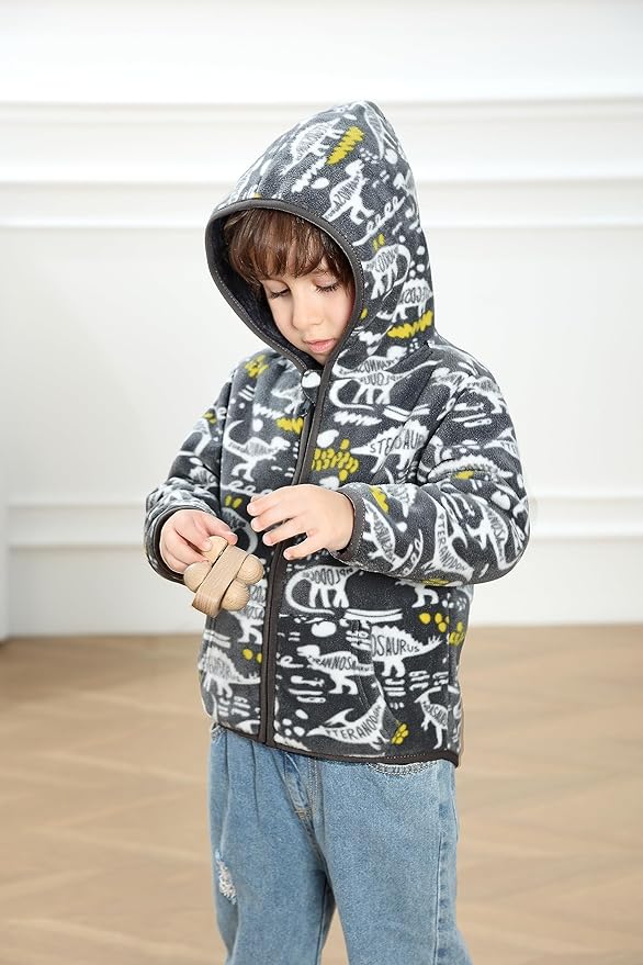 Feidoog Toddler Fleece Jacket Baby Boys Girls Hooded Zipper Long Sleeve Thick Warm Outerwear
