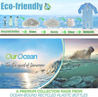 weVSwe Baby Toddler UPF 50+ Sun Protection Rash Guard Long Sleeve Swimsuit with Crotch Zipper