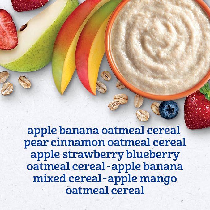 Gerber Stage 2 Baby Food, Baby Fruit And Cereal Tubs Variety Pack, Iron Helps Support Brain Development, No Artificial Flavors, Baby Cereal, 32-Pack