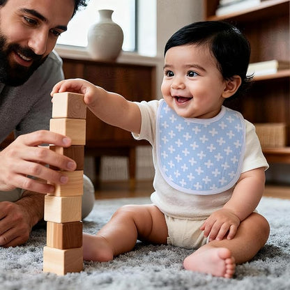 10 Pack Cotton Snap Bibs for Baby Boy Girl, Super Soft Drool Bibs for Teething and Feeding