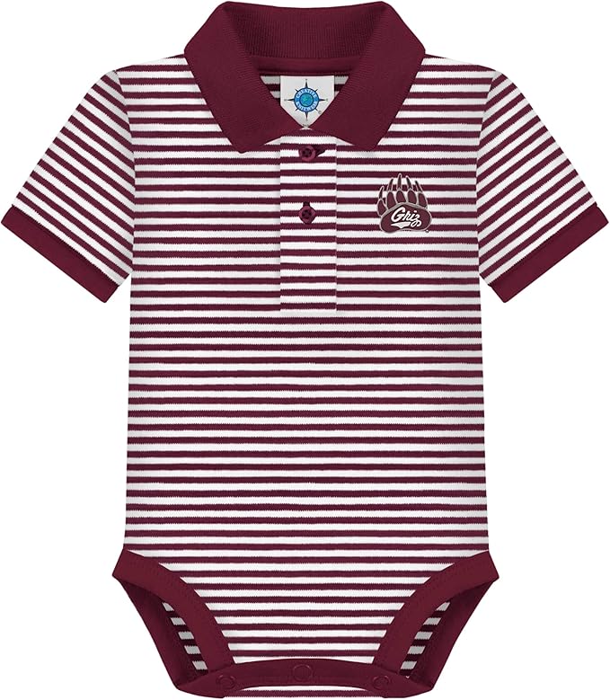 Creative Knitwear College Baby Striped Polo Bodysuit - Team Logo, Multiple Colors, for Boys & Girls (0-12 Months)