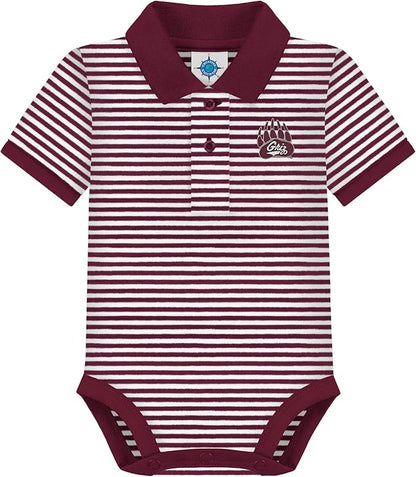Creative Knitwear College Baby Striped Polo Bodysuit - Team Logo, Multiple Colors, for Boys & Girls (0-12 Months)