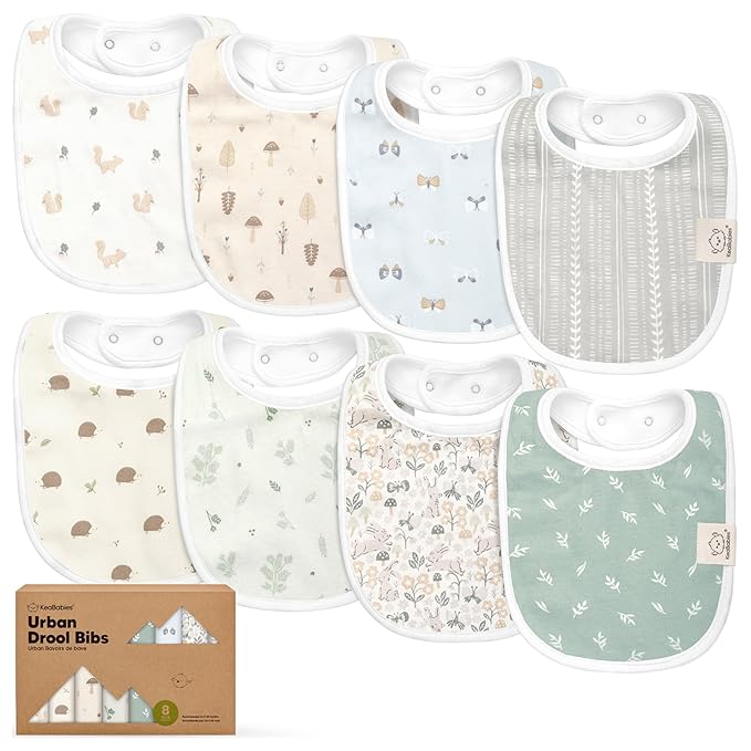 8-Pack Organic Baby Bibs for Boys, Girls - Soft Cotton Drooling and Teething Bibs for Baby Girl & Boy, Extra Absorbent, Easy To Clean & Put On for Toddler, Newborn, Infant 0-24 Months (Prairie)