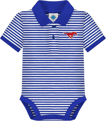 Creative Knitwear College Baby Striped Polo Bodysuit - Team Logo, Multiple Colors, for Boys & Girls (0-12 Months)