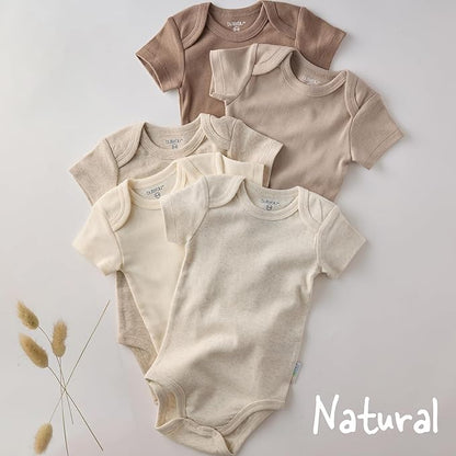 Avery 5-Pack Short Sleeve Bodysuits 100% Organic Cotton for Baby Boys & Girls