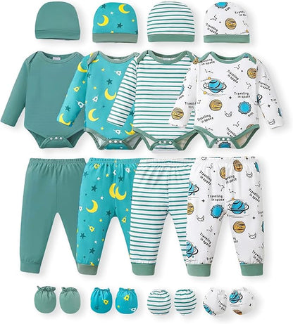 NZRVAWS Newborn Baby Boy Girl Clothes Unisex Preemie Infant Must Have Pants Set Outfits 0-18 Months 20 Pcs Essentials Gift