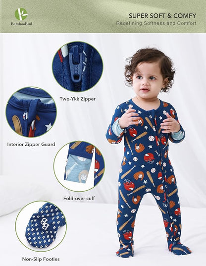 Baby Footie Romper Pajamas Unisex Newborn Infant Pjs Soft Rompers Viscose from Bamboo Sleepwear