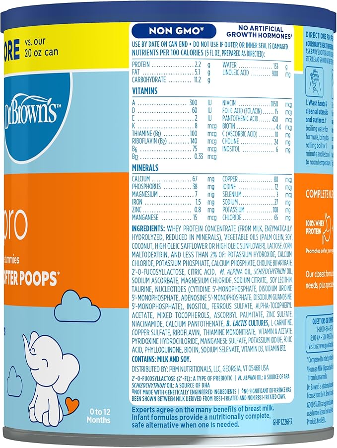 Good Start | Dr. Brown’s Gentle Pro, Baby Formula Powder for Sensitive Tummies, Easy Digestion & Softer Poops, Formula with Probiotics, DHA, Allergen Lactose, Milk, Soy,Tree Nuts,Non-GMO,32 OZ, 1 Pack