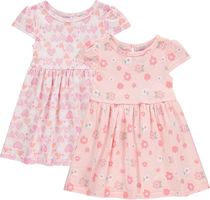 Cudlie 2-Pack Baby Girls’ Dresses – Adorable Prints and Everyday Value - 0-3M to 24M