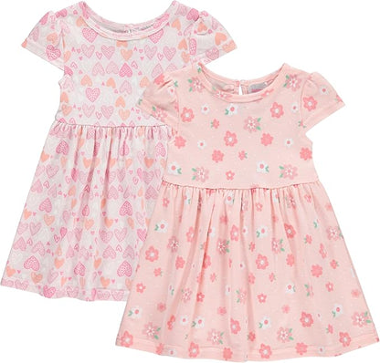 Cudlie 2-Pack Baby Girls’ Dresses – Adorable Prints and Everyday Value - 0-3M to 24M