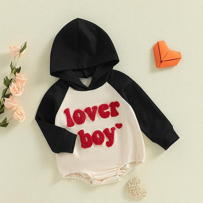 Thorn Tree Baby Boy Valentines Outfit Hooded Sweatshirt Bubble Romper Newborn Sweater Infant Onesie Hoodie