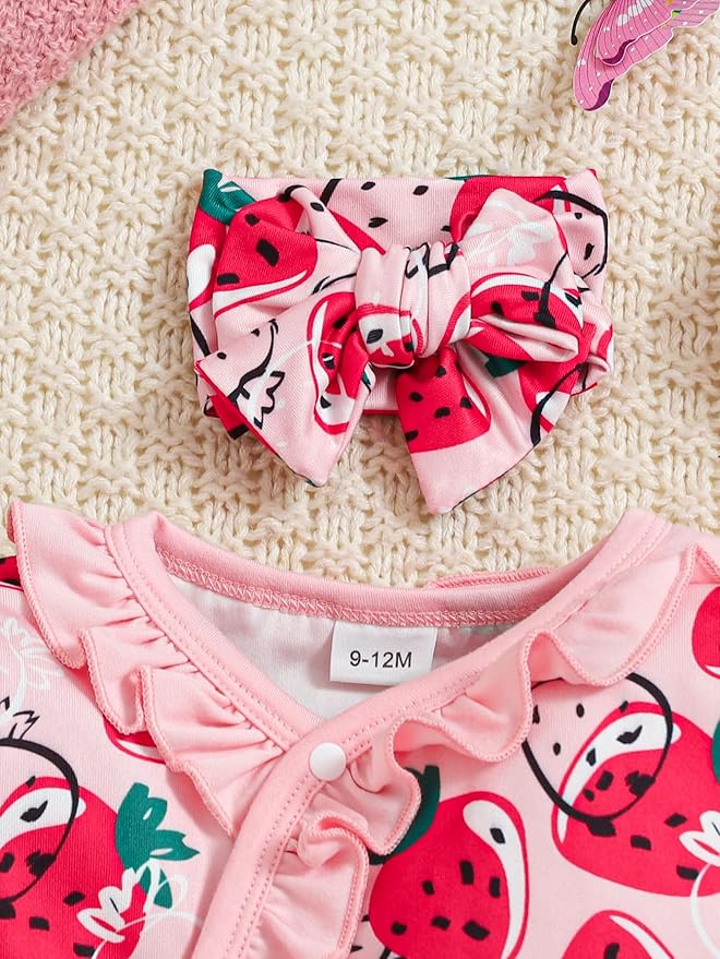 Newborn Baby Girl Clothes Infant Floral Print One-Piece Romper+Jumpsuit+Bodysuit+Hat+Headband