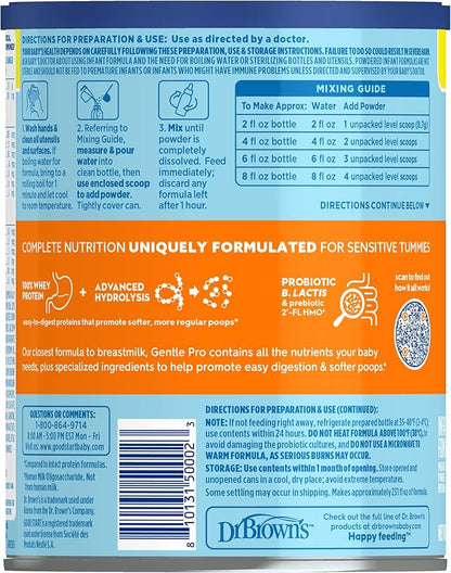Good Start | Dr. Brown’s Gentle Pro, Baby Formula Powder for Sensitive Tummies, Easy Digestion & Softer Poops, Formula with Probiotics, DHA, Allergen Lactose, Milk, Soy,Tree Nuts,Non-GMO,32 OZ, 1 Pack