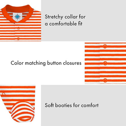 Creative Knitwear College Baby Striped Footed Romper - Team Logo, Multiple Colors, for Boys & Girls (0-9 Months)